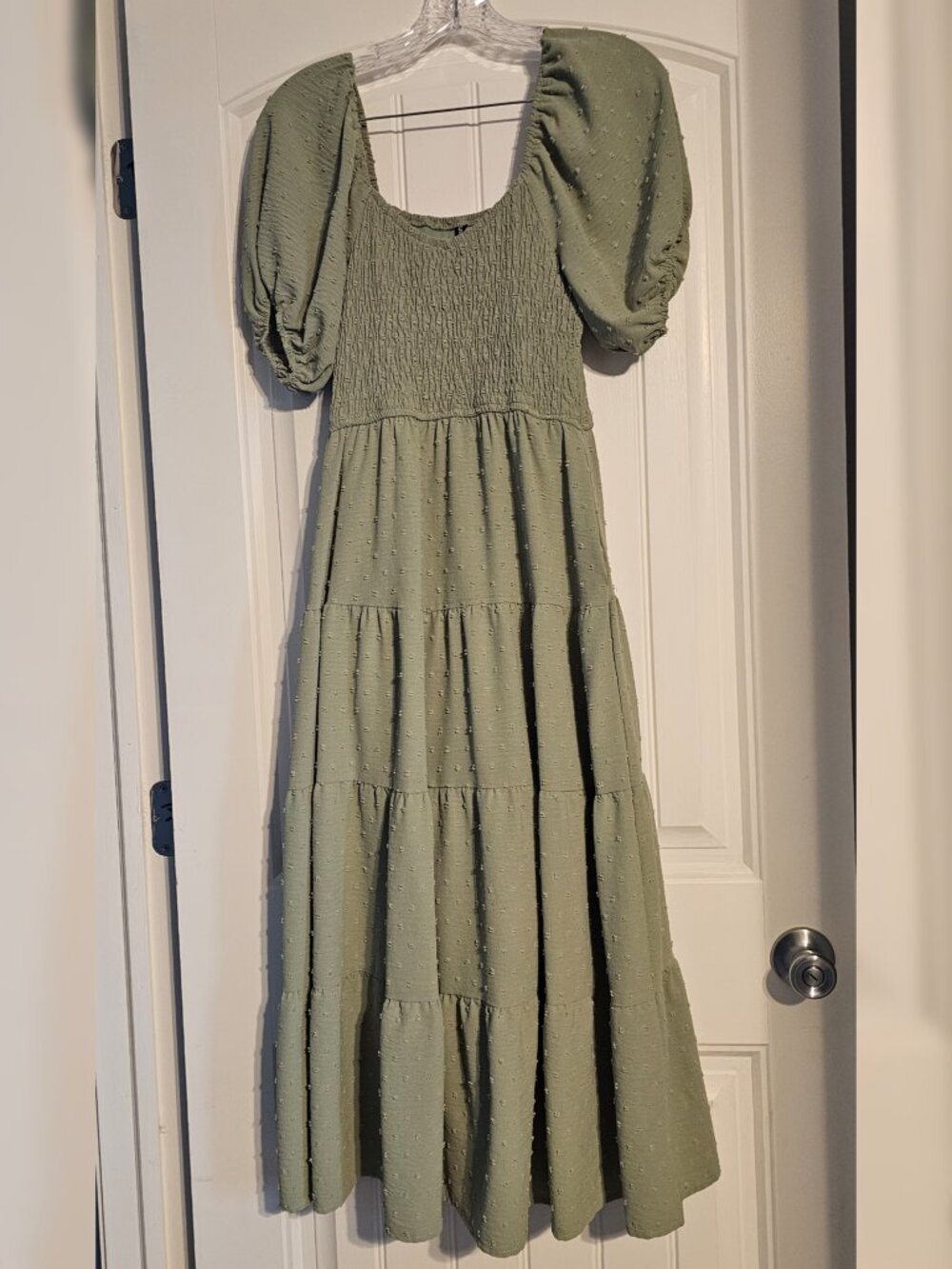 Pretty Garden Women's Swiss Dot Smocked Dress with Pockets